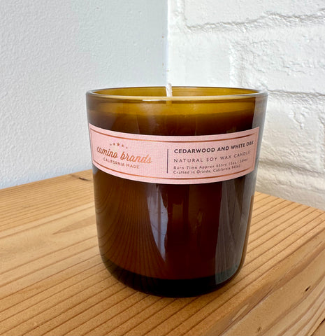 13 oz Cedarwood and White Oak in Amber Glass