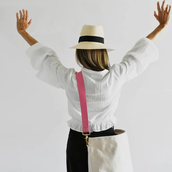 Canvas Tote bag with Red/Pink reversible strap