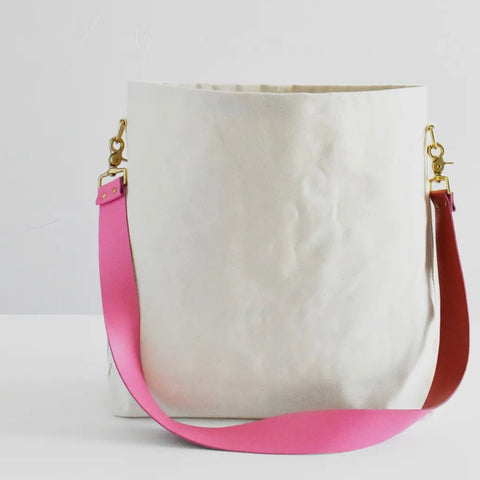 Canvas Tote bag with Red/Pink reversible strap