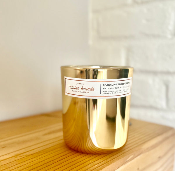 13 oz Sparkling Blood Orange in Gold Glass