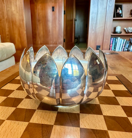 Vintage silver plated Lotus bowl