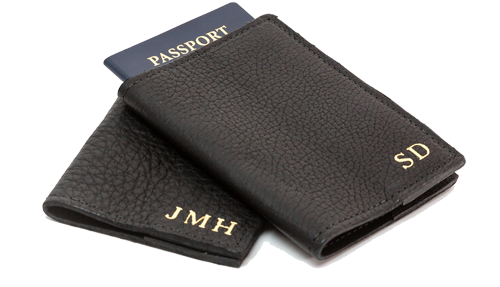 Passport Holder with Gold Foil Monogram