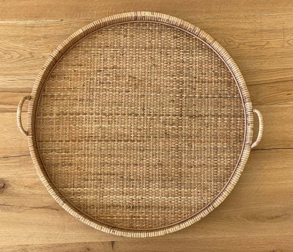 Large Round Rattan Basket Tray